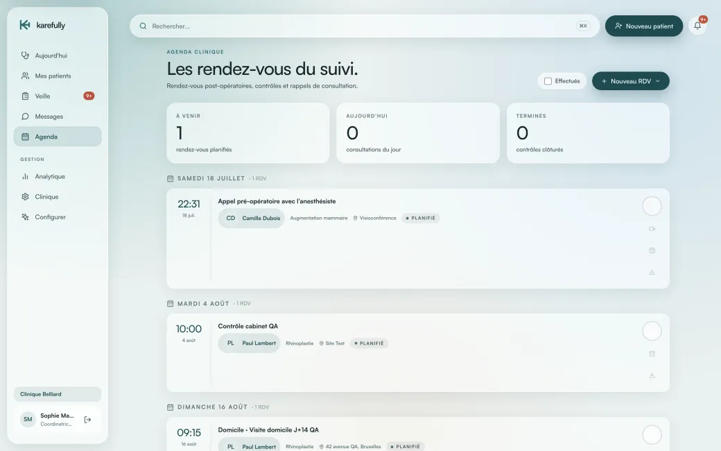 Agenda de la clinique