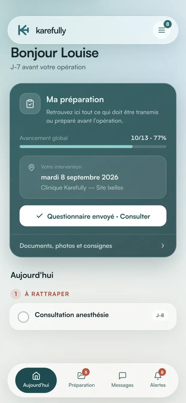 Préparation guidée avant l'intervention