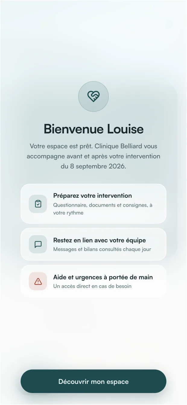 Accueil personnalisé aux couleurs de la clinique